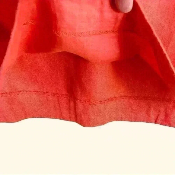 J. Crew Coral Embroidered Embellished V-Neck Linen Kimono Tunic Top Size XS - Picture 7 of 12